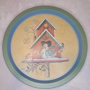 Tin Tray Cookie Plate Birds in a Bird House The Lindy Bowman Company
